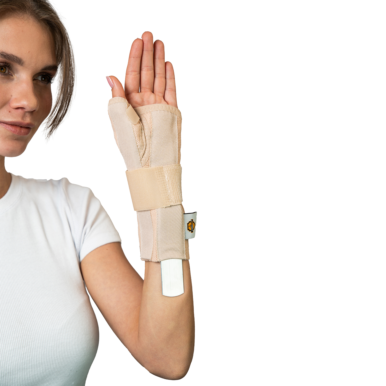 Шина правая для большого пальца и кисти руки с регулировкой алюминиевой опоры