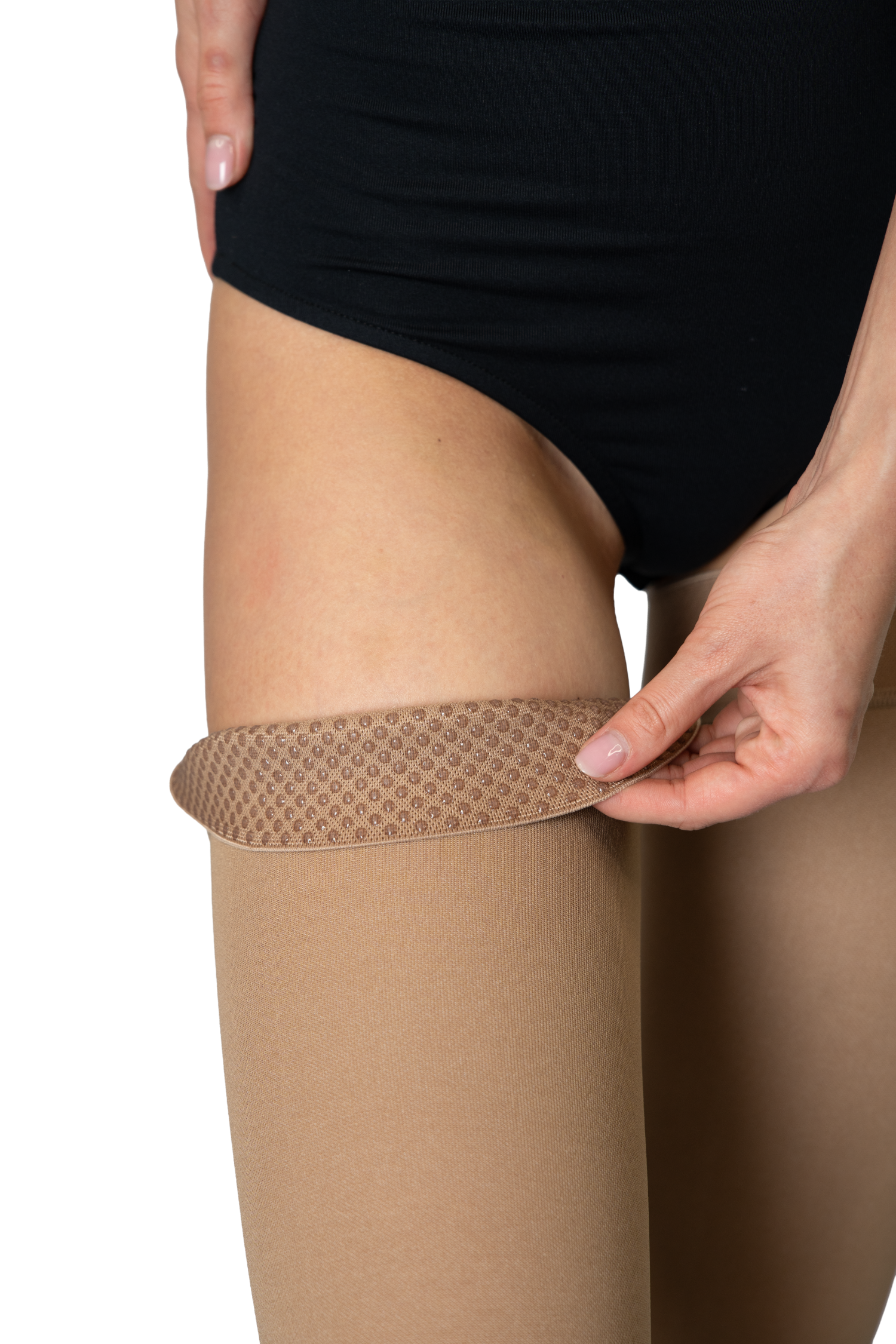 Носки медицинские компрессионные выше колена с открытым носком