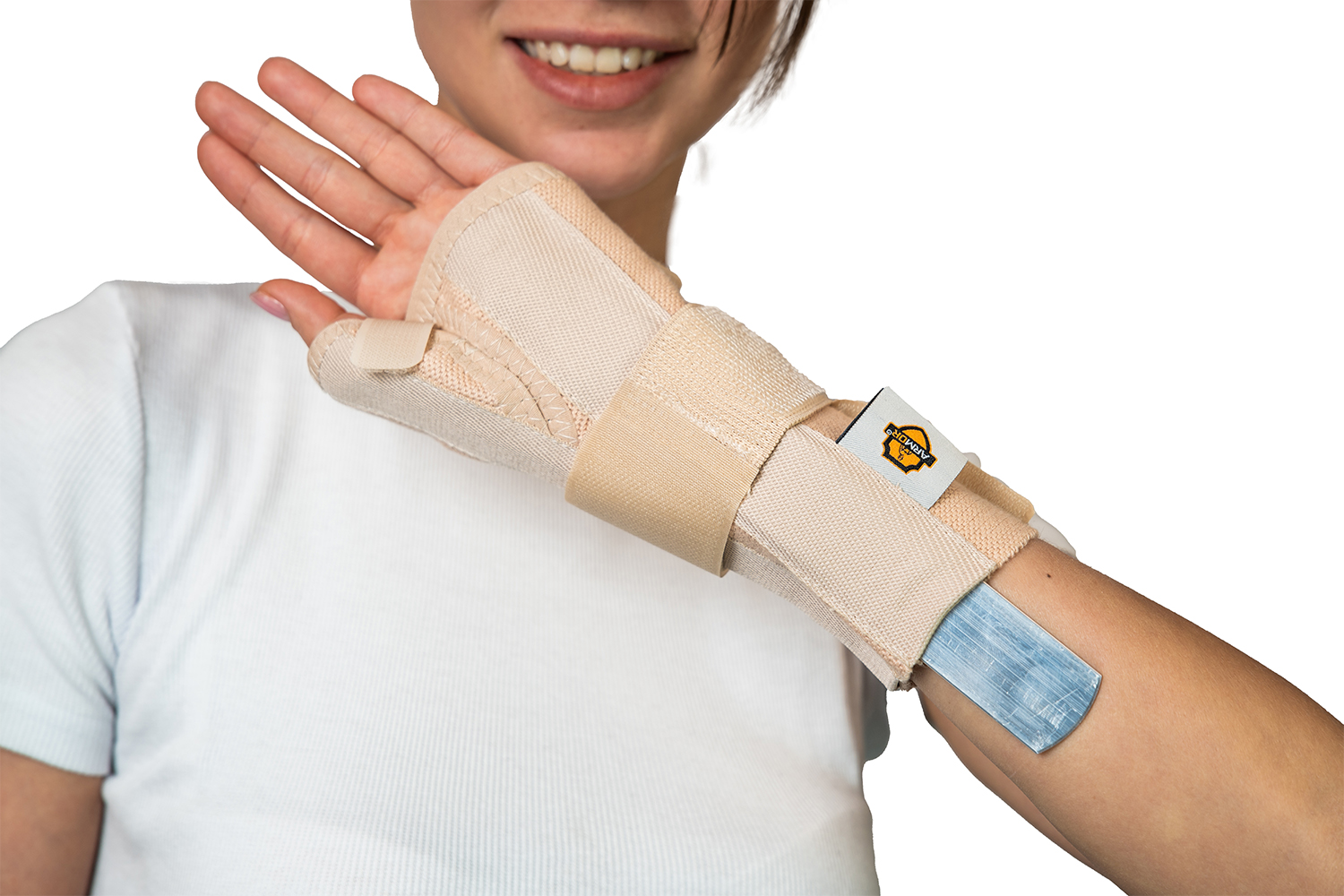 Шина правая для большого пальца и кисти руки с регулировкой алюминиевой опоры