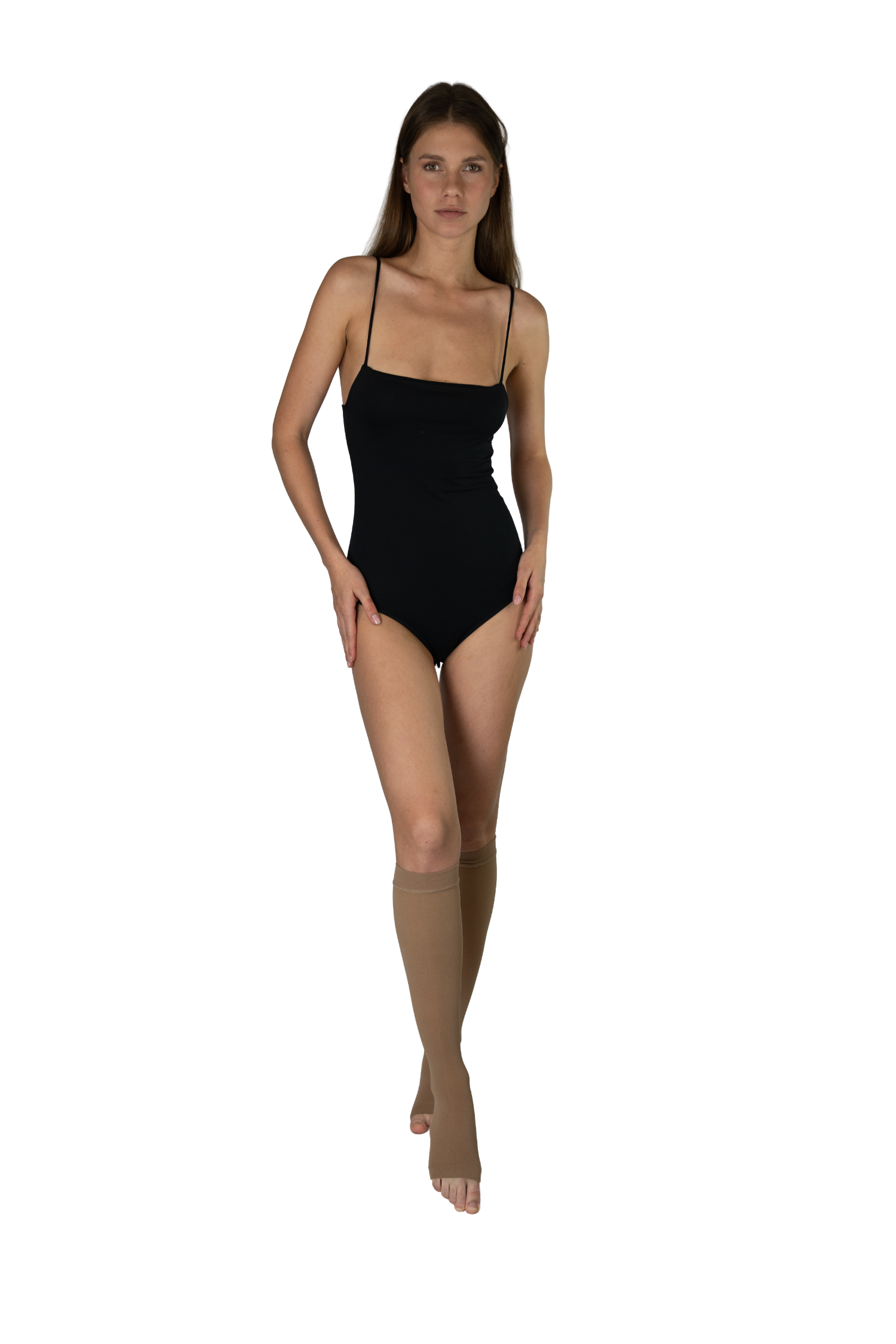 Чулки медицинские компрессионные ниже колена с открытым носком