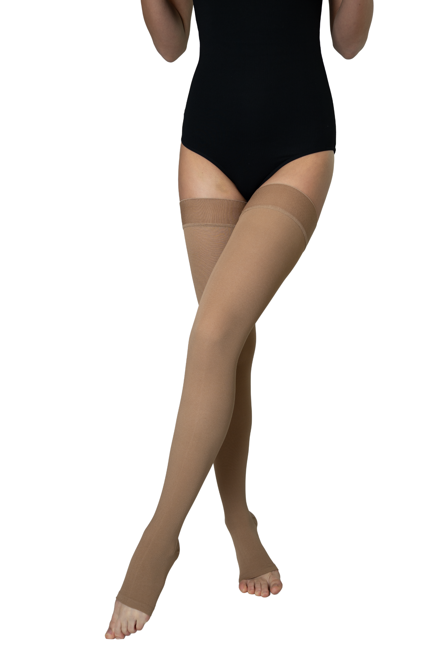 Носки медицинские компрессионные выше колена с открытым носком