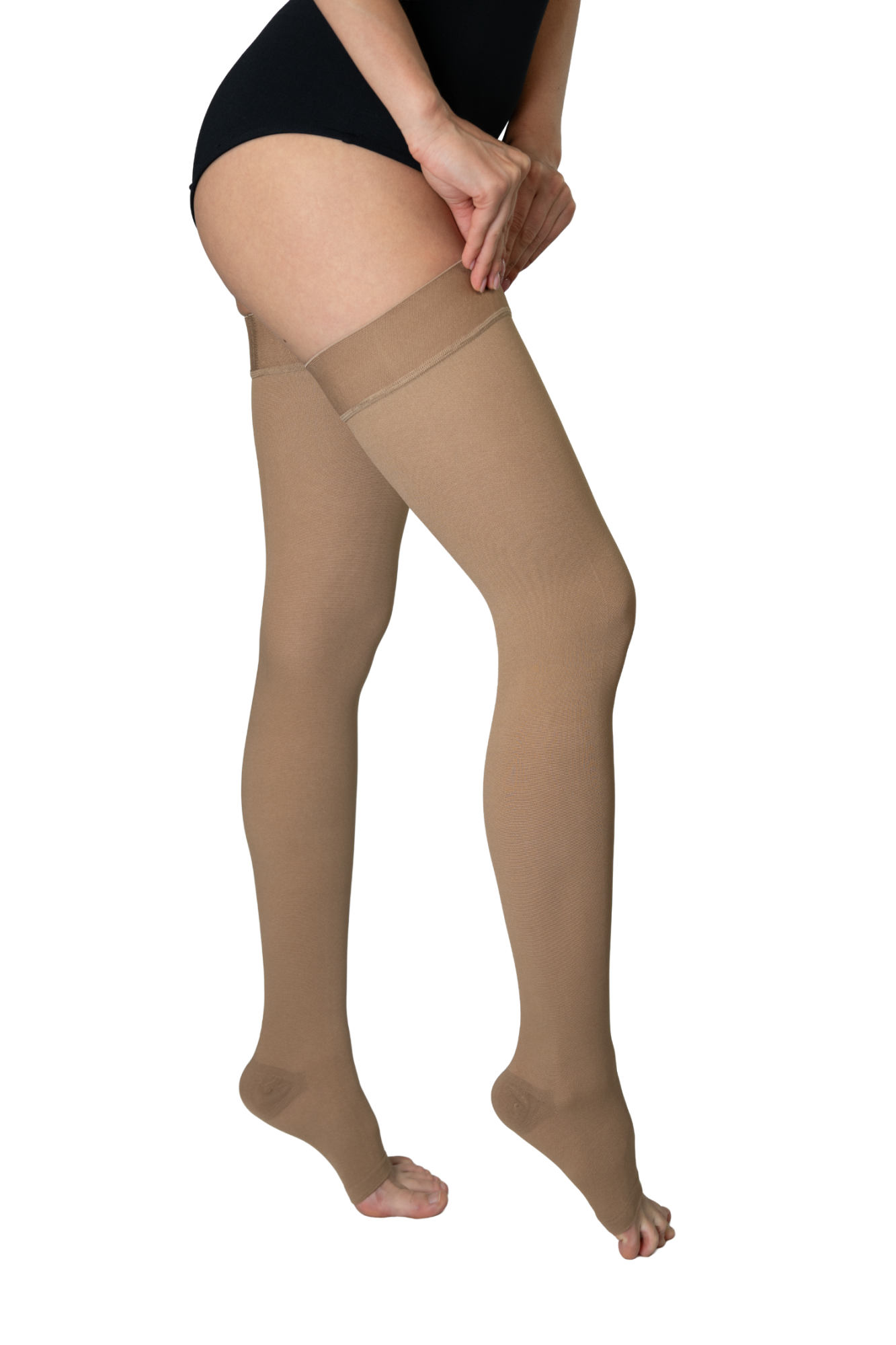 Носки медицинские компрессионные выше колена с открытым носком